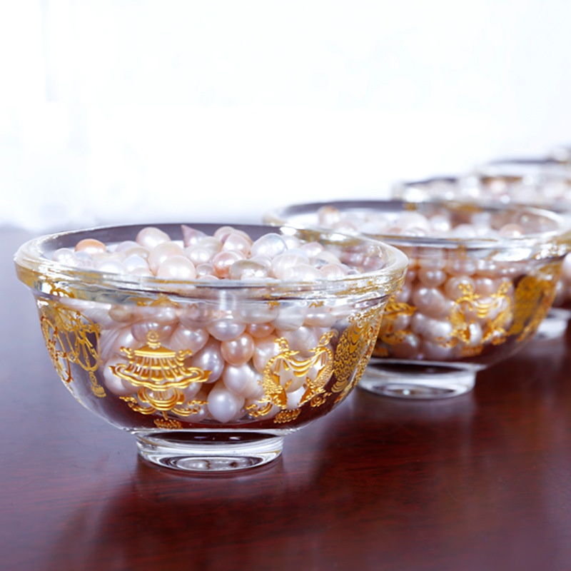 Synthetic Crystal Eight Auspicious Symbols Crystal Offering Water Bowl Eight Offerings Cup Bowl