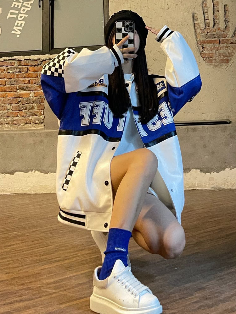 Baseball Uniform Blouse Letter Embroidery Student