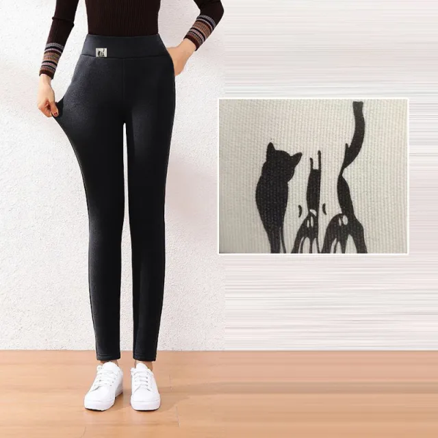 Women's Fashion Simple High waisted Tight fitting Warm Pants Black - Shop at LoveMi