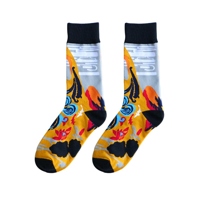 Title 8, Dragon Phoenix Crane Pattern Fashion Socks