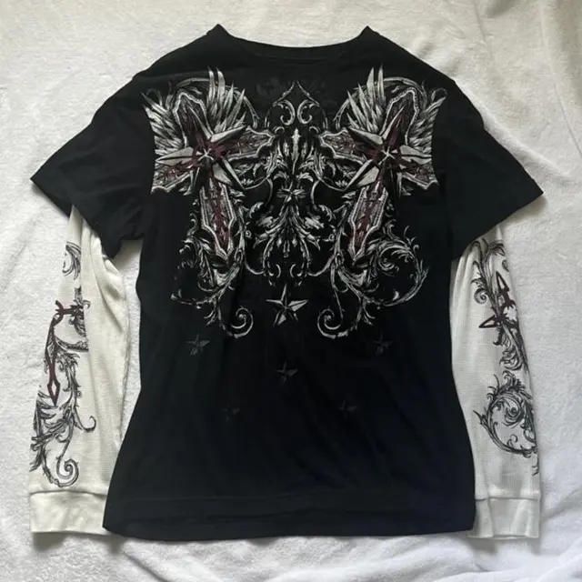 Gothic Tops Women Vintage Graphic Print Patchwork Black2 - Shop at LoveMi