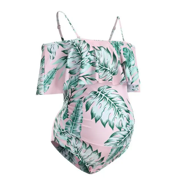 Swimsuit Belly Big Ruffle Oneshoulder Onepiece Swimsuit Bikini Pink - Shop at LoveMi