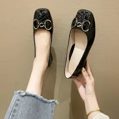 Mirror Top Layer Leather Small Single Shoes Women Summer New Metal - Black - View 1