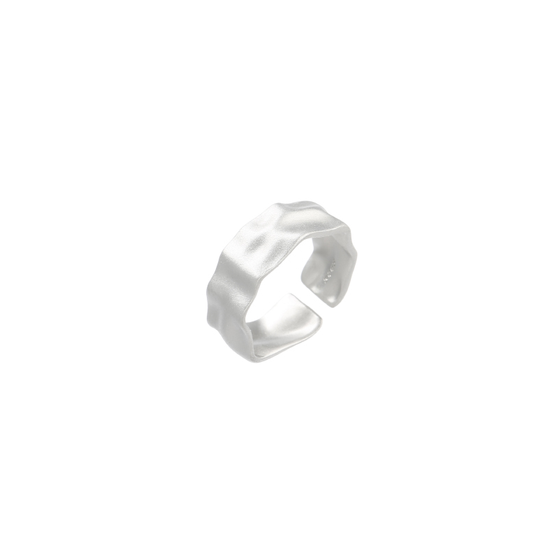Irregular Convex Frosted Sterling Silver S925 Ring