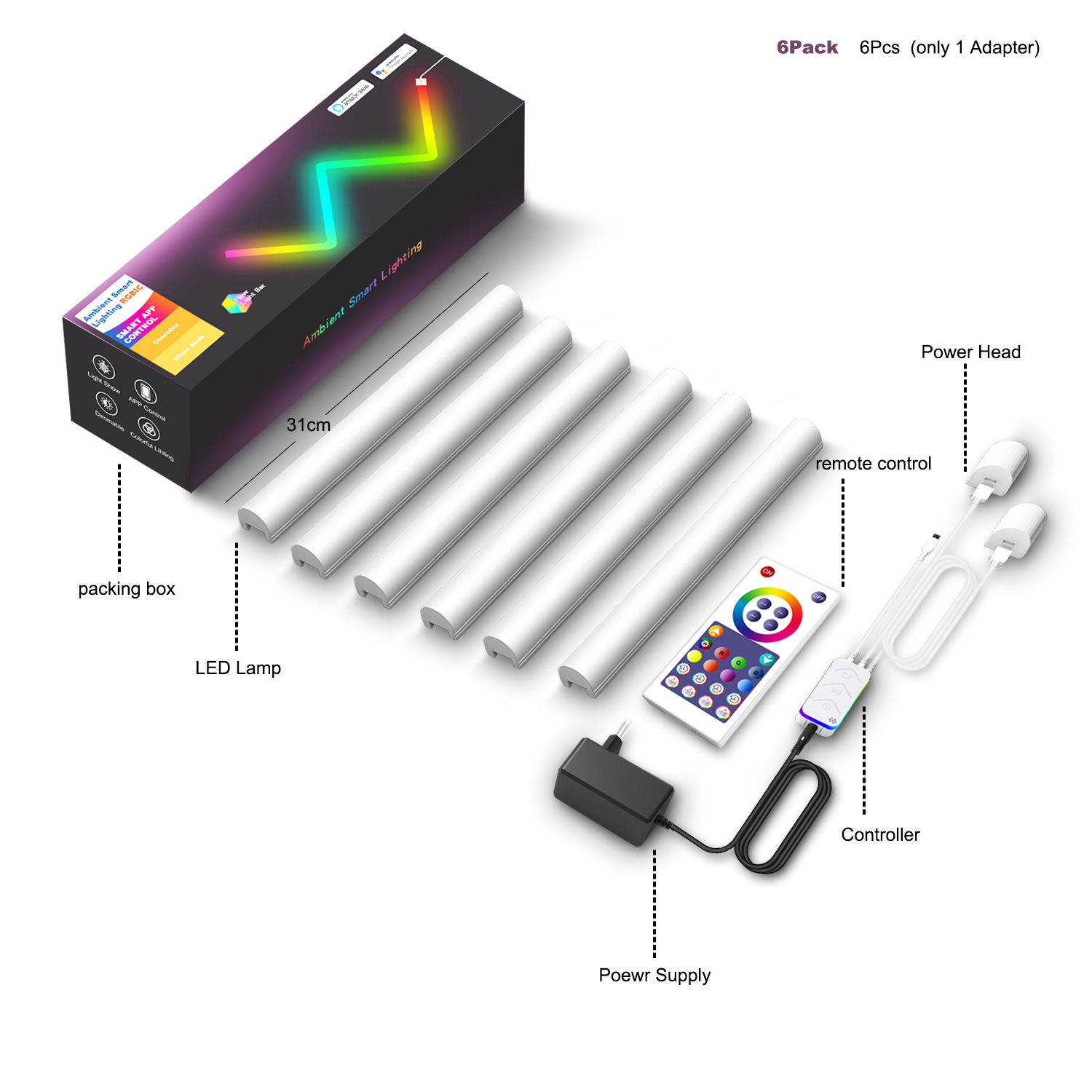 Title 3, RGB Splicing Remote Control Smart Creative Atmo...