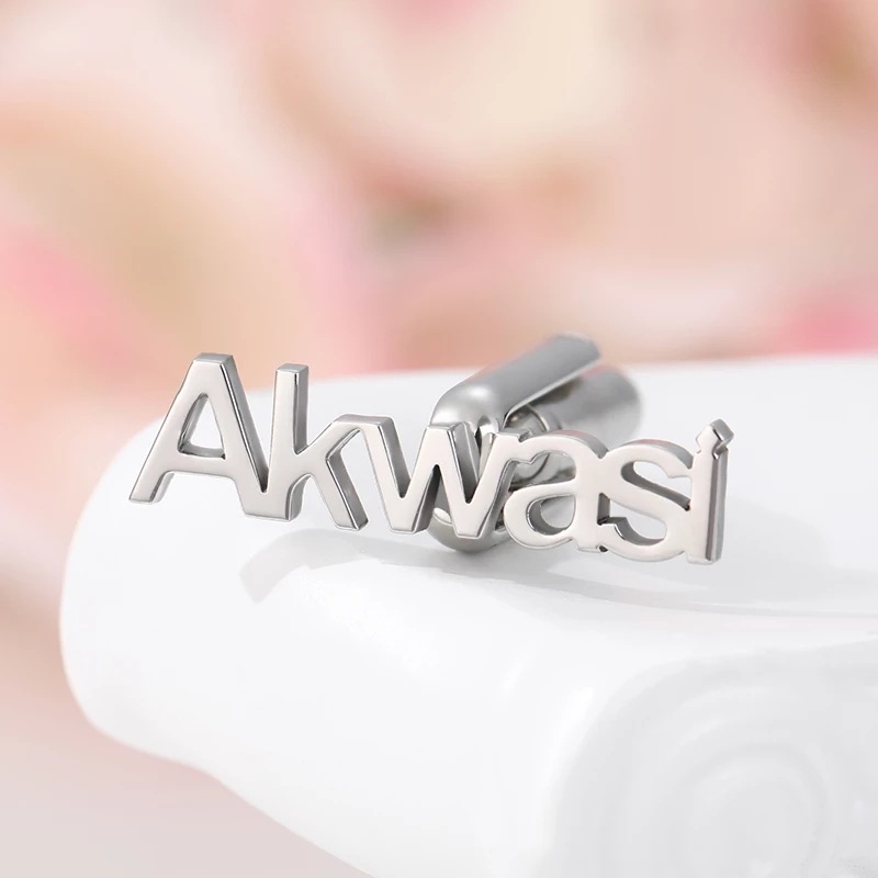 Stainless Steel Name Earrings Initials Men's Shirt Buttons — foto 6
