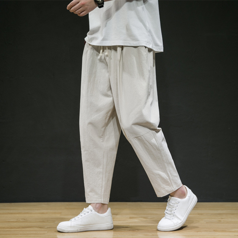 Title 5, Mens Cotton and Linen Loose Linen Straight-leg...