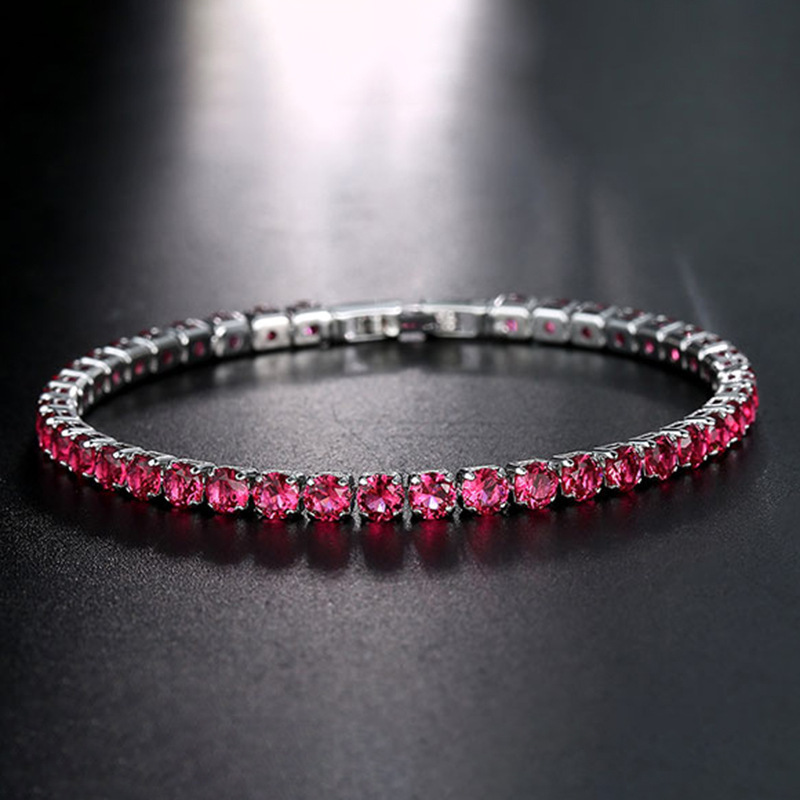 Fashion Color 4.0 Round Zircon Single Row Diamond Bracelet