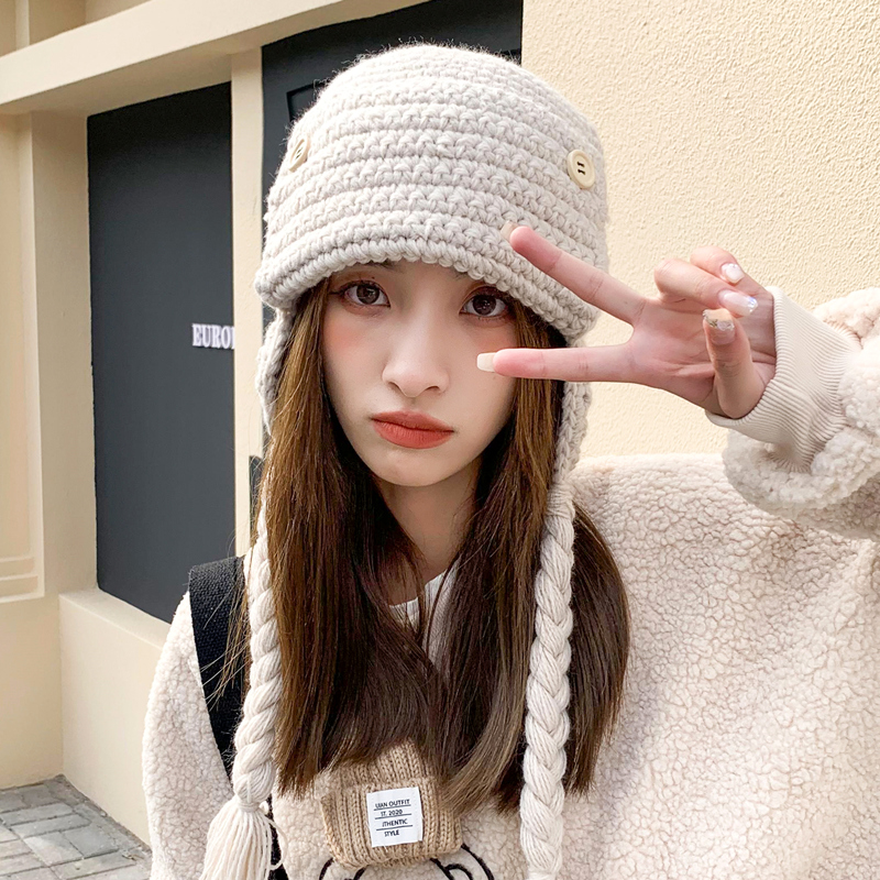 Versatile Fashion Braided Baotou Wool Warm Hat Children