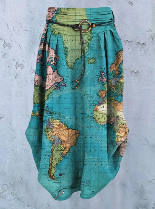 Title 5, Vestido estampado mapas del mundo Mujer