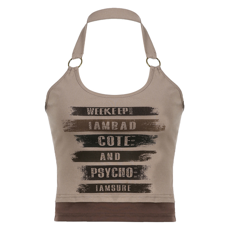 Women's Halter Vest Vintage Alphabet