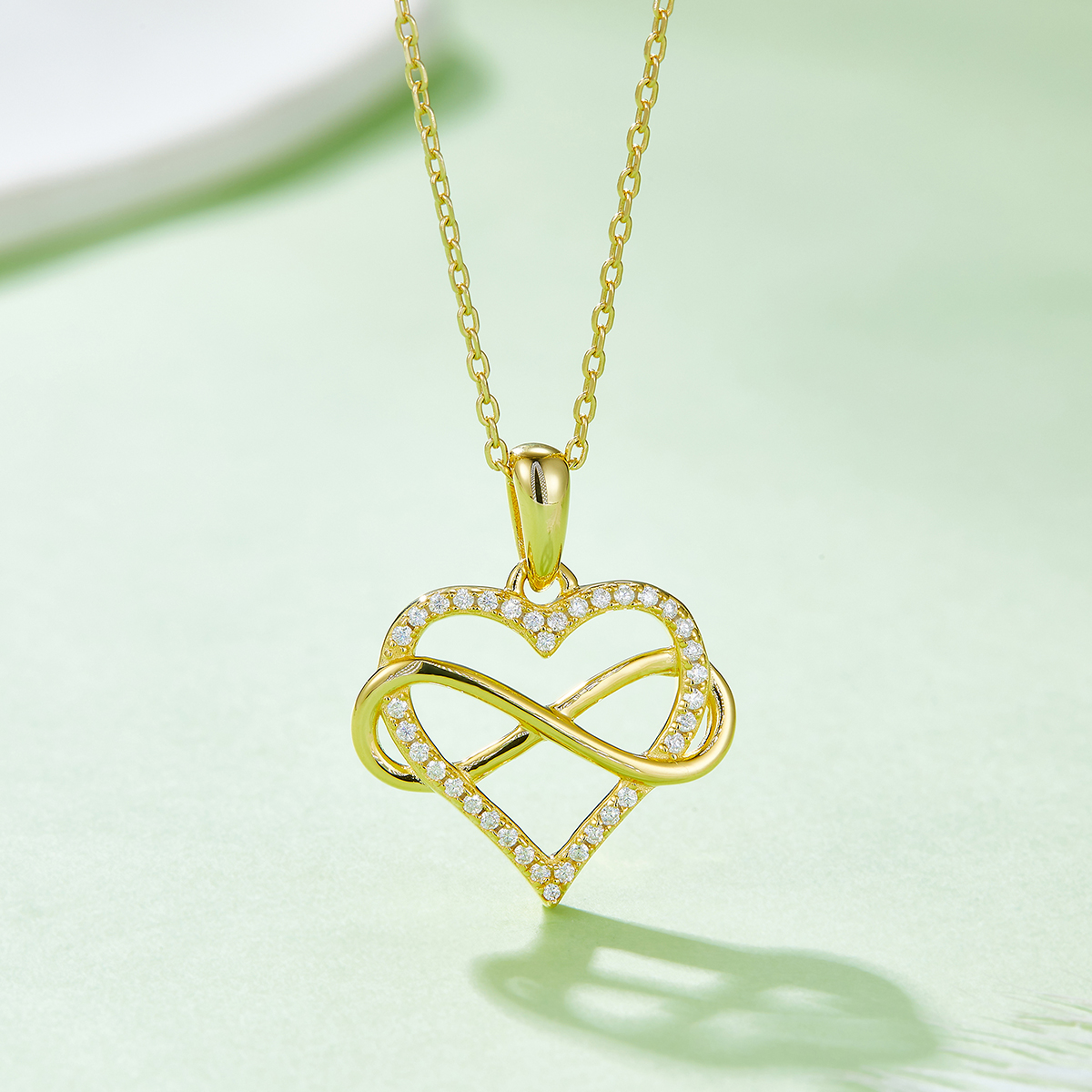 S925 Sterling Silver 4g Infinity Heart Necklace 45cm 36 Stone Moissanite Pendant With GRA, Platinum Plated Romantic Gift Box Set For Women