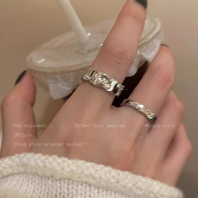1PCS Ins Style Silver Zircon Ring For Women, Light Luxury Minimalist Design, Adjustable Open Band, Versatile Elegant Jewelry