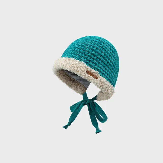 Cute Strap Plush Thickened Warm Knitting Wool Hat Green - Shop at LoveMi