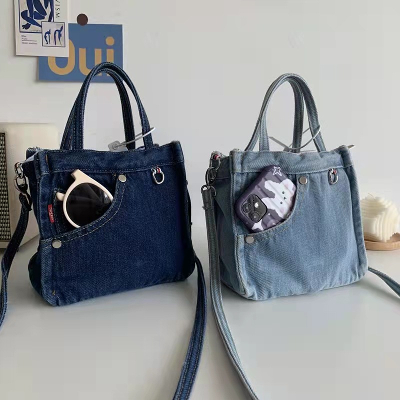 Sophisticated Mini Denim Bag Versatile Portable