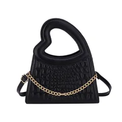 Women's Fashion Candy Colour Love Handbag - Black - View 1
