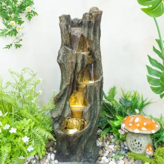 Waterfall Fountain For Outdoor Gardens And Patio Backyards Includes Energy-Efficient LED Lights And Easy Setup For Instant Relaxation