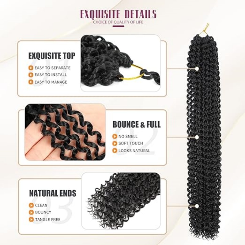 Water Wave Crochet Braiding Hair LongBohemian Curly Style Suitable For... 3