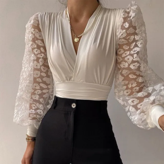 Fashion White Stitching Lace Casual Top White - Shop at LoveMi