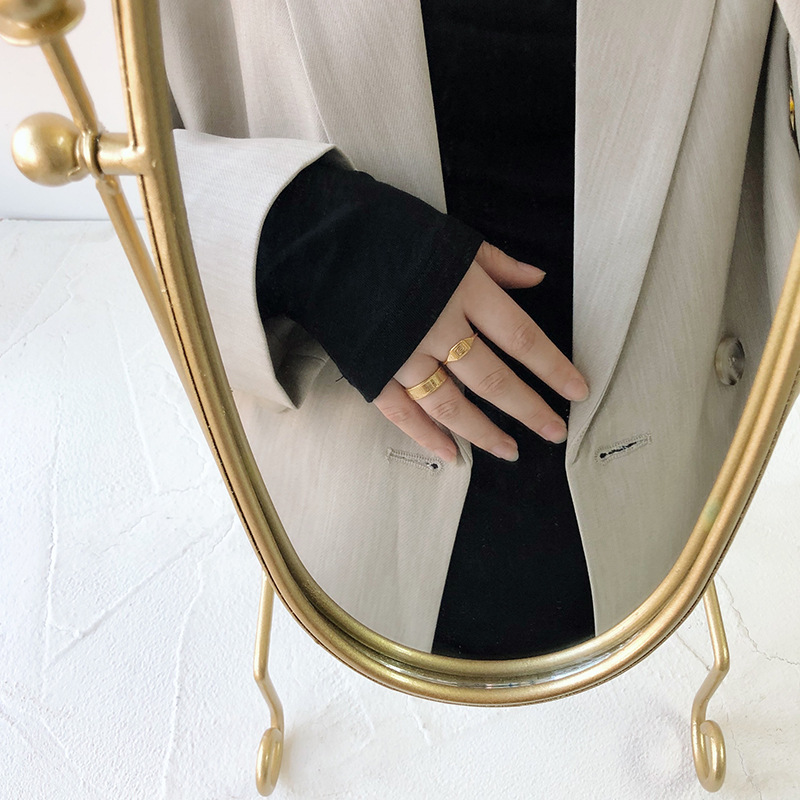 Retro Totem Diamond Checker Set Ring Combination