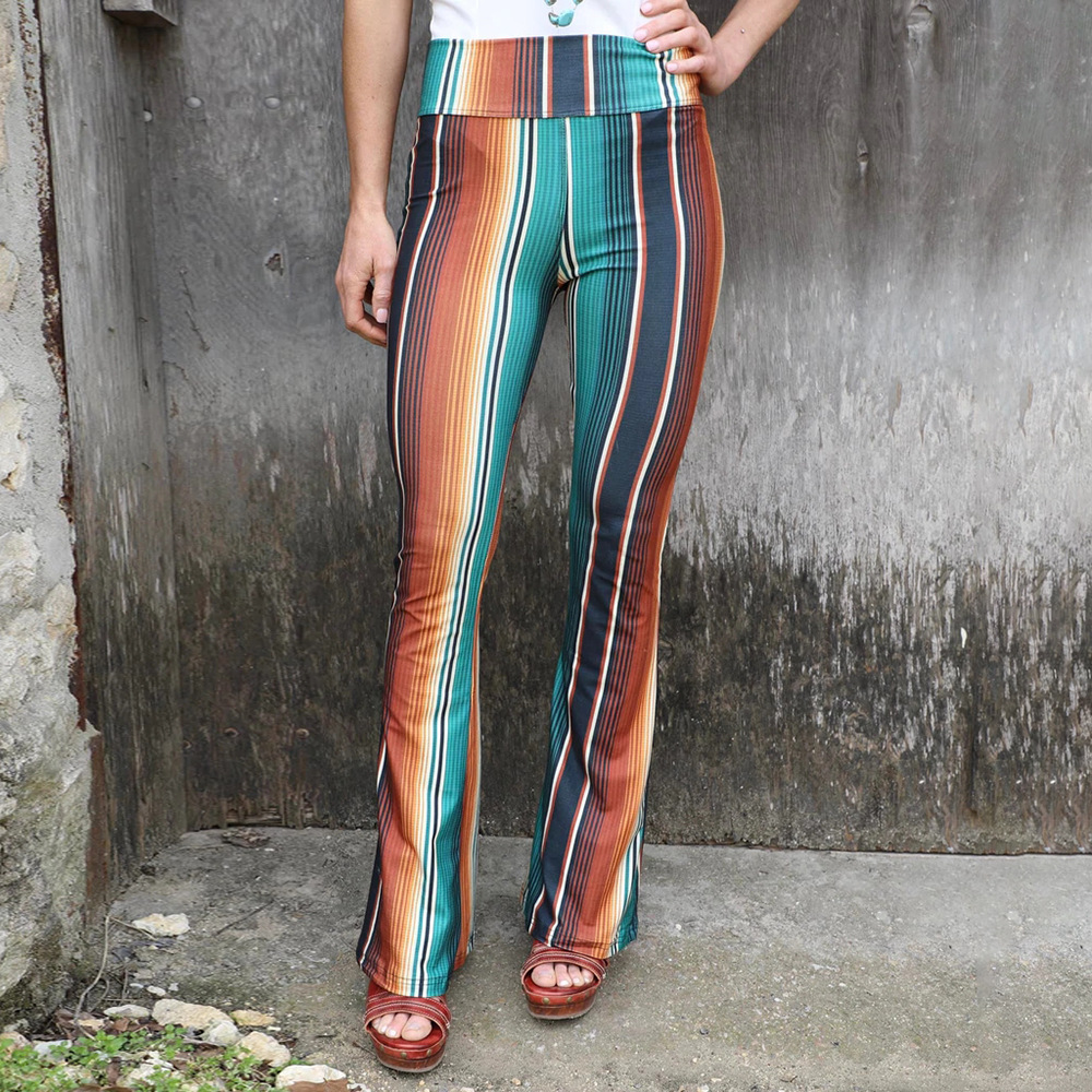 Title 2, Fashion Print Tight High Waist Casual Pants Fla...