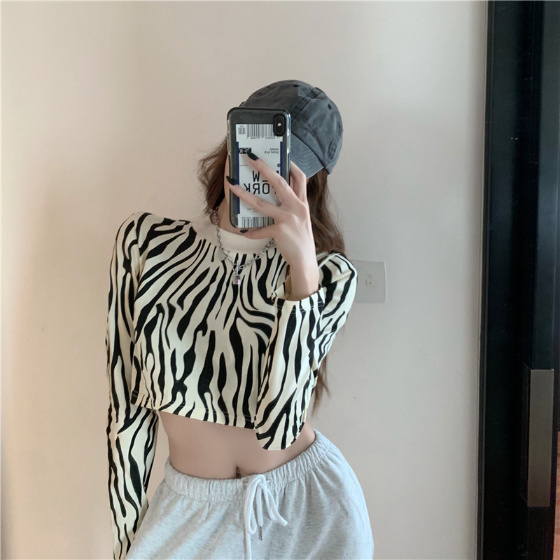 Title 2, Skinny Long Sleeve Bottoming Shirt Retro Croppe...