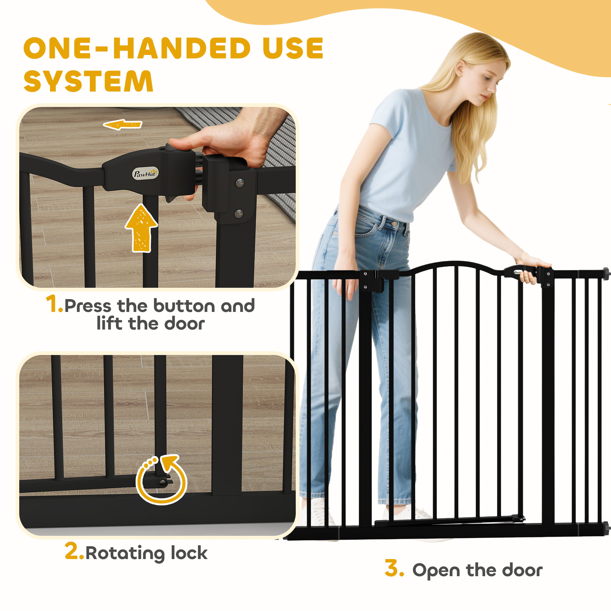 Metal Material, 74-94 Cm Adjustable Pet Safety Door With Automatic Closing — image 7