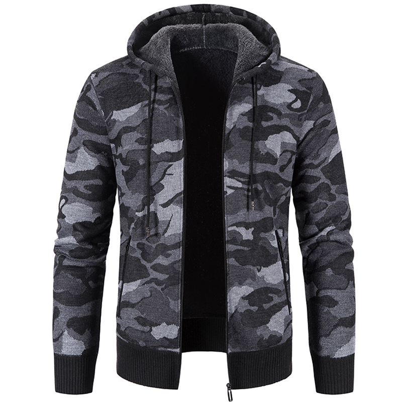 Outer Wear Camouflage Trend Sweater Top Clothes Men's Cardigan