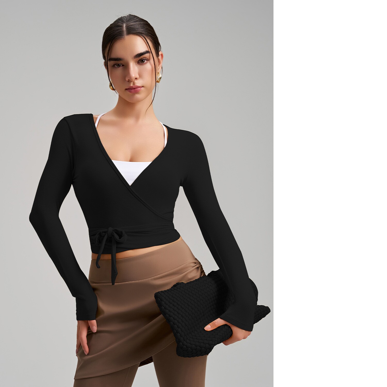 Stylish One-Piece Long-Sleeve Yoga Top With Tie Strap, High-End Outdoor Activewear With Four-Way Stretch For Sports, Dance And Fitness 10