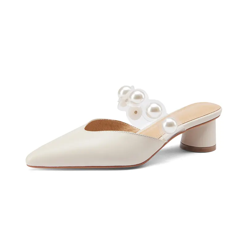 Women's Summer Outer Leather Baotou Half Slippers