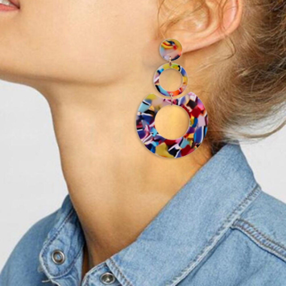 Exaggerated Geometric Multi-layer Circle Earrings