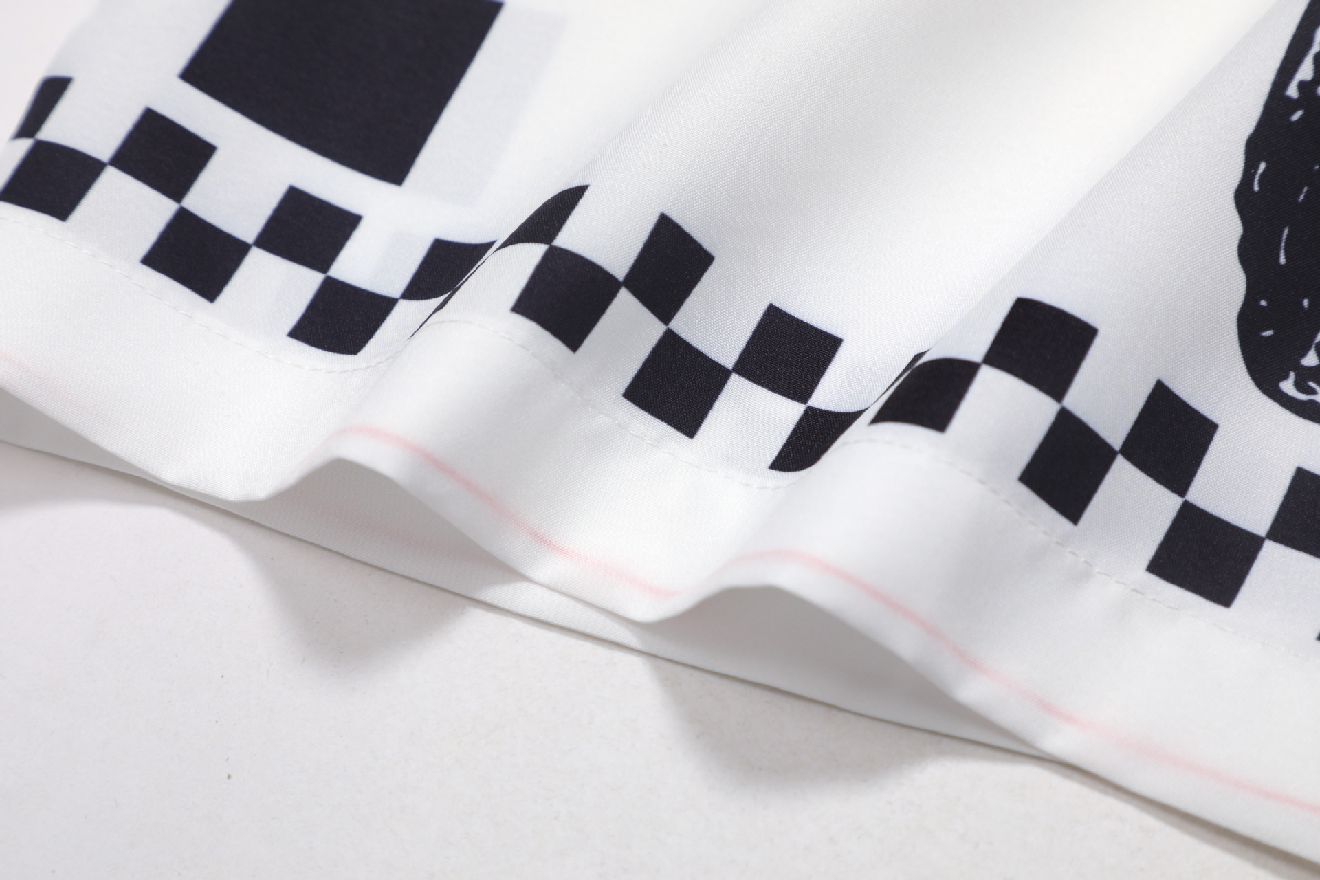 Retro Checkerboard Digital Printing Short Sleeved Shirt For Men