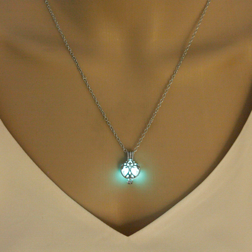 Glow-in-the-dark tree of life hollow diy round necklace