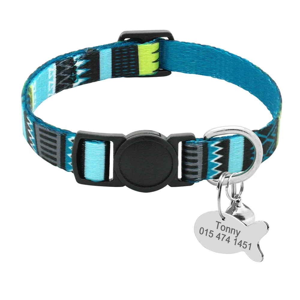 Cat Lettering Bell Collar Anti-lost Tag - Blue
