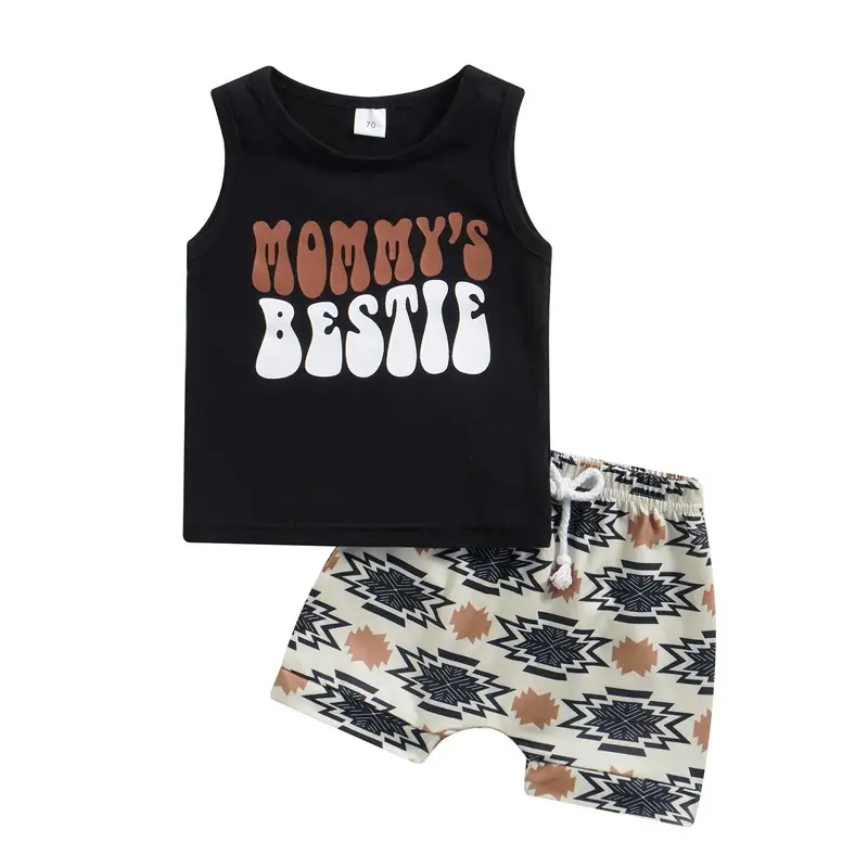 Baby Sleeveless Vest Printed Casual Two-piece Suit