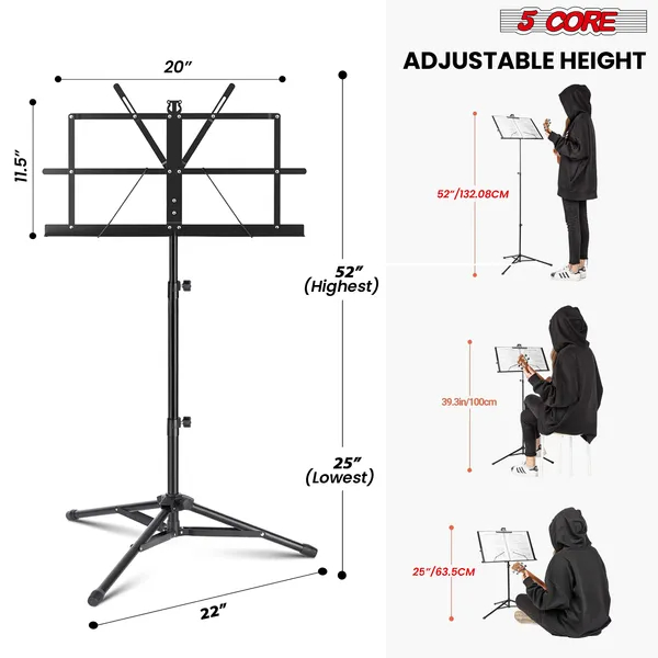5 Core Music Stand Adjustable Desktop Book Stands Portable S