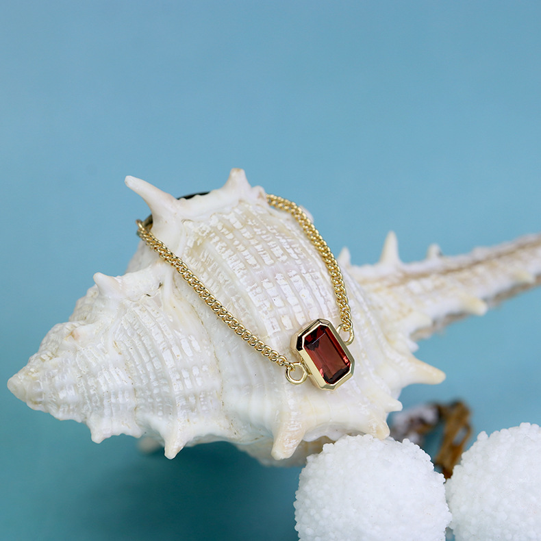 Exquisite Chain Ring Natural Garnet Jewelry