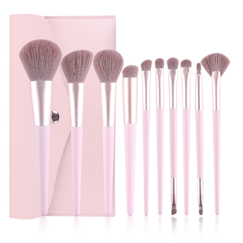 Makeup Brushes Set Pink 10Pcs Set Magnetic Buckle - Shop at LoveMi
