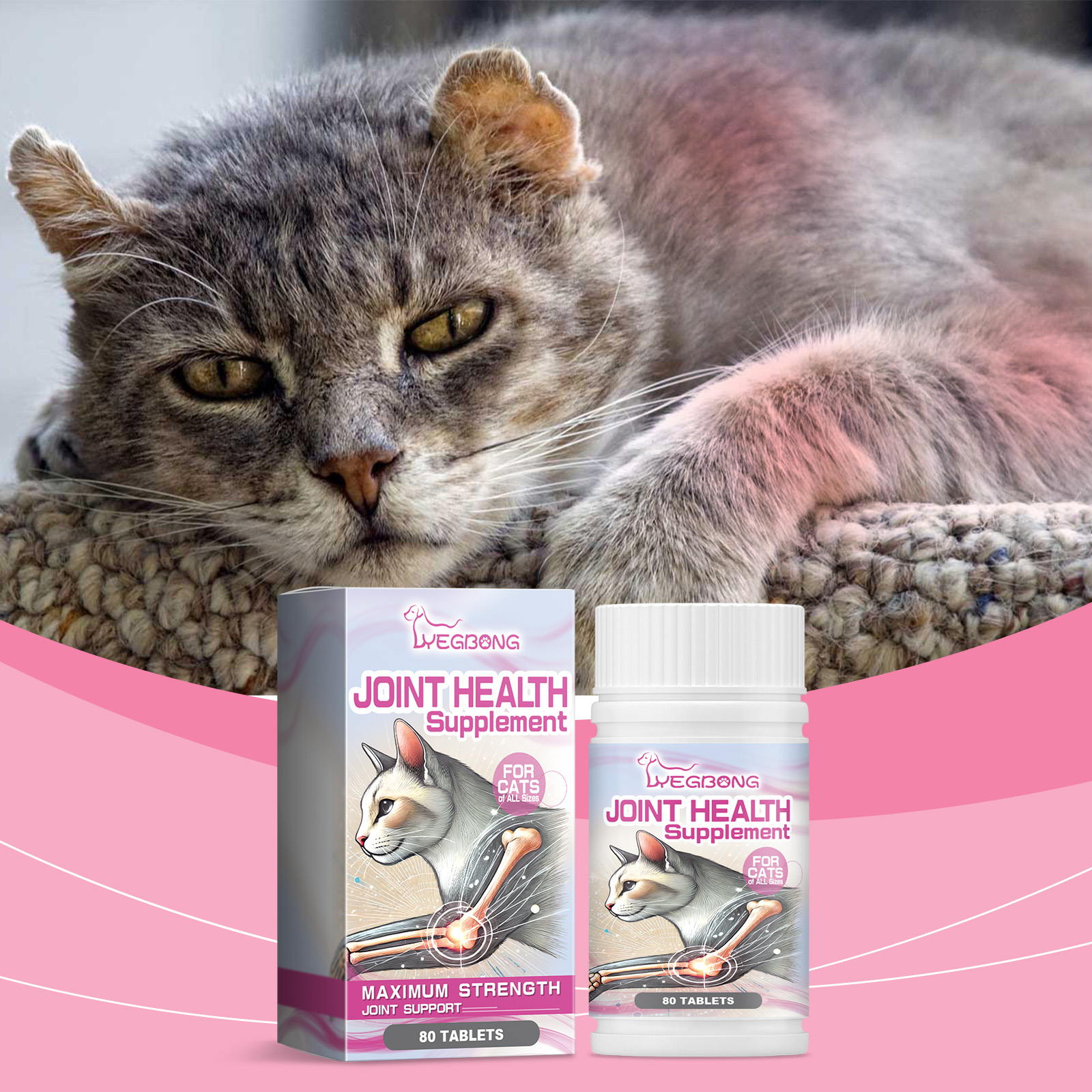 Cat Joint Health Support Tablets, Glucosamine Joint Supplement For All Breeds & Sizes Cats, 80 Count Joint Care Chewable Tablets To Relieve Joint Discomfort — foto 5