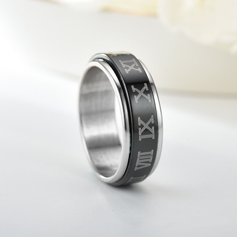 Explosive Roman Numeral Can Turn Stainless Steel Creative Ring