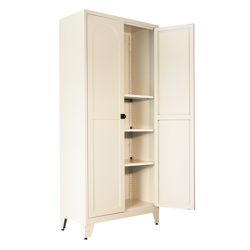 71in 2-Door Cabinet With Lock, Metal Storage Cabinet W Adjustable Shelves, Beige For Kitchen Bedroom Living Room,Beige 5