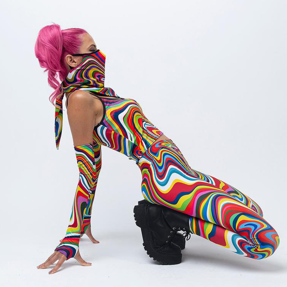 European And American Vintage Vortex Color Printing Leggings Sports Yoga Pants