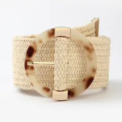 Straw Woven Belt Boho Plastic Buckle Trim - View 1