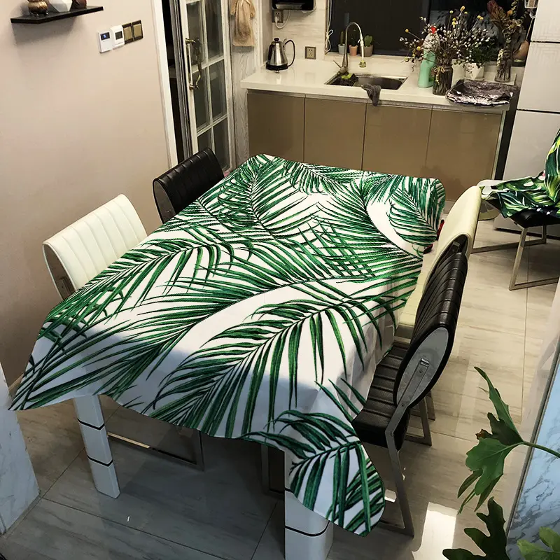 Green Leave Tablecloths Waterproof Kitchen