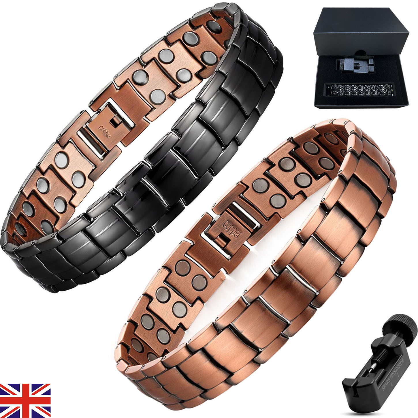 Pure Copper Fully Magnetic Bracelet For Arthritis Relief Remove Tool Gift Boxed — image 5