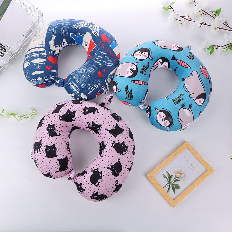 Cute Cartoon U-Shaped Memory Foam Neck Pillow for Travel and Office Nap