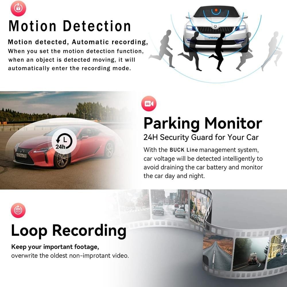 3 Lens Car Dash Cam Kit Front And Rear Camera HD Taxi DVR Security Recorder — image 10