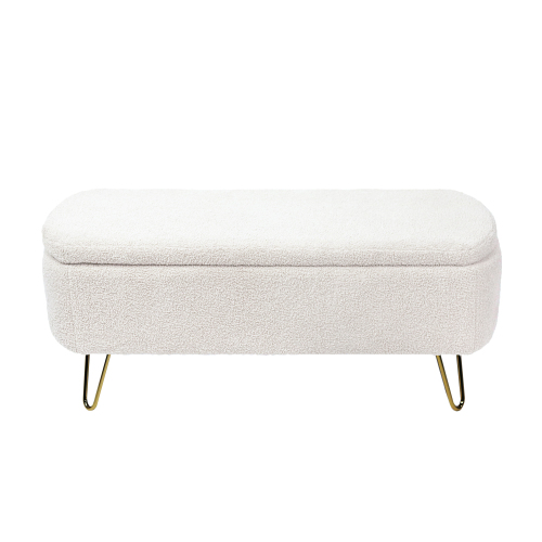 Ivory White Bedside Storage Footstool_voghion.com