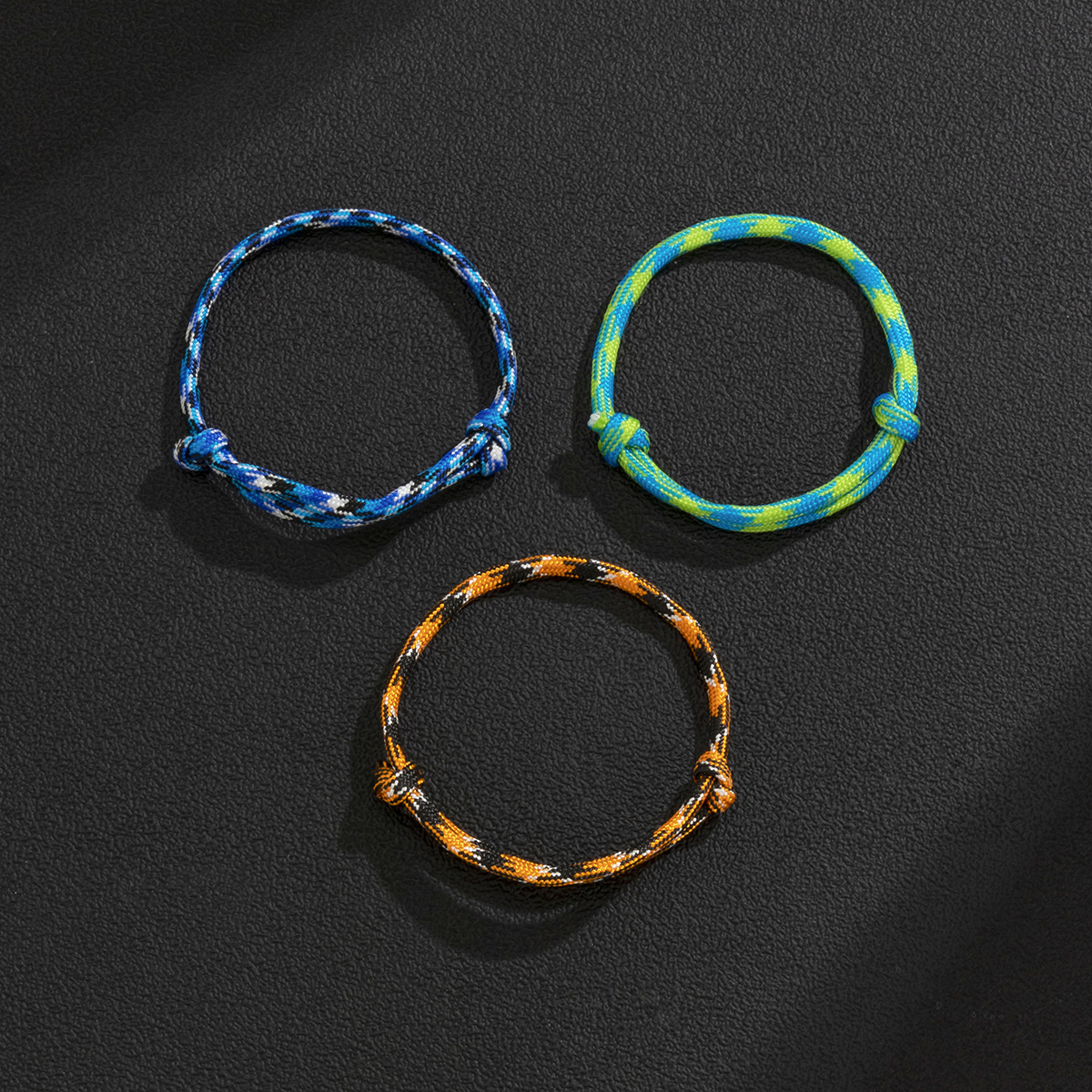 Men's Color Striped Nylon Rope Bracelet Set  Street Trend