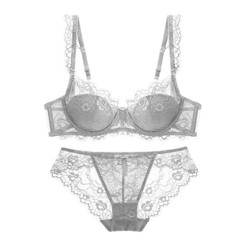 Ladies Breathable Gathered Lace Bra Underwear Set - Image 6
